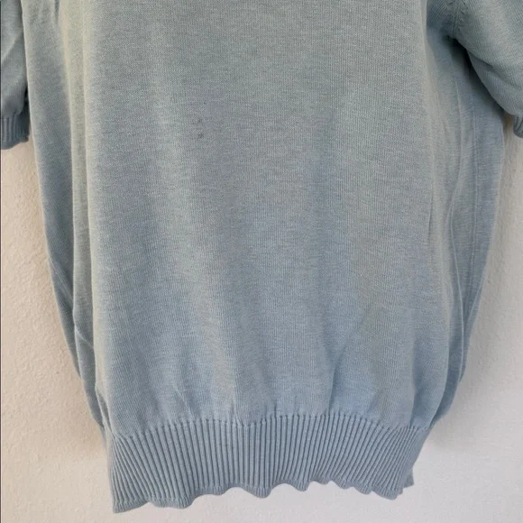 Vintage Manny’s Naples blue silk blend mock neck short sleeve sweater medium - Picture 4 of 12